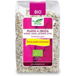 Płatki 4 zboża (orkisz, owies, jęczmień, żyto)  BIO 300g - Bio Planet #1