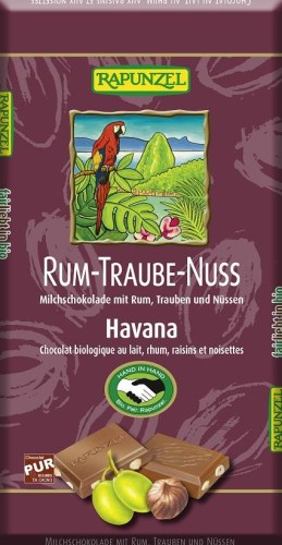 Czekolada mleczna z rodzynkami, rumem i orzechami laskowymi BIO 100g - Rapunzel #1
