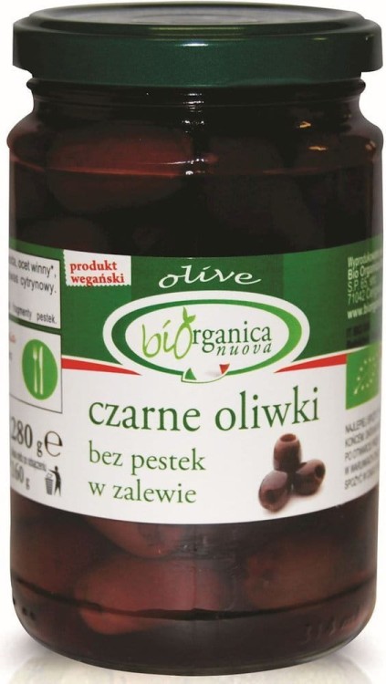 Oliwki czarne bez pestek w zalewie BIO 280g (160g) - Bio Oragnica Italia #1