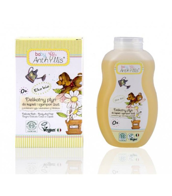 Płyn do kąpieli i szampon dla dzieci z proteinami ryżu i hibiskusem 400ml - Baby Anthyllis #1