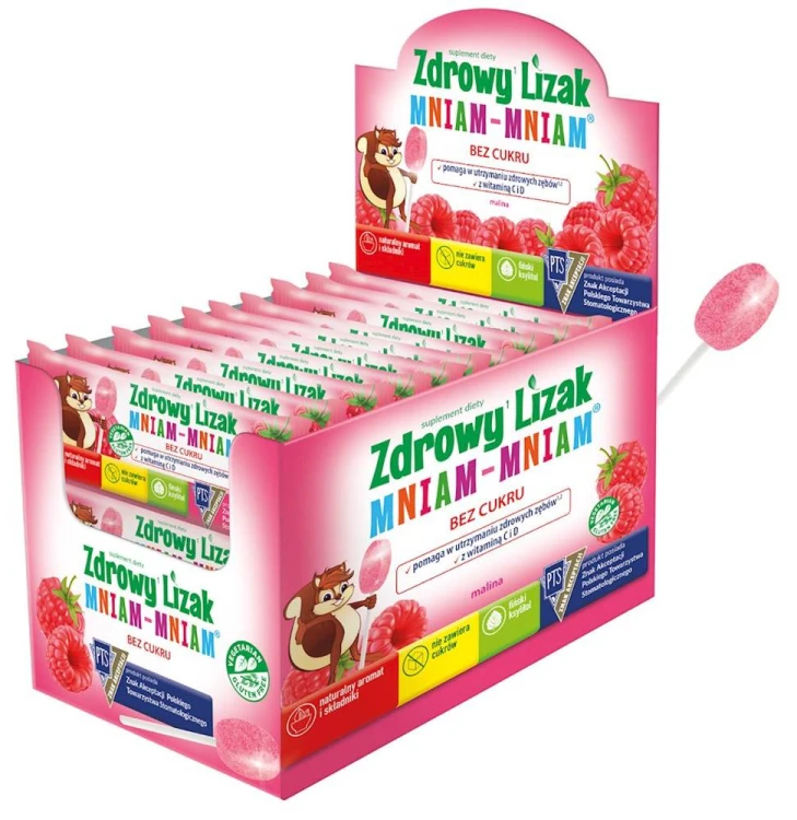 Lizak o smaku malinowym mniam bez cukru bezglutenowy 6g - Starpharma #1