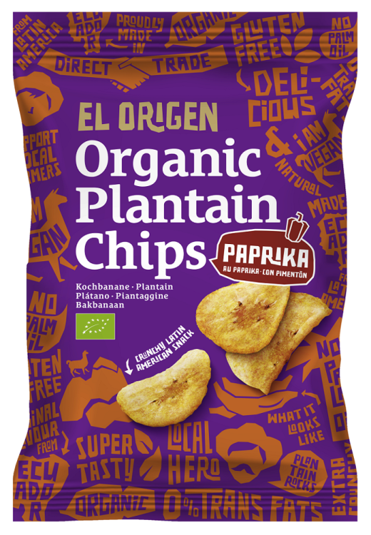 Chipsy z plantana paprykowe bezglutenowe BIO 80g - El origen #1