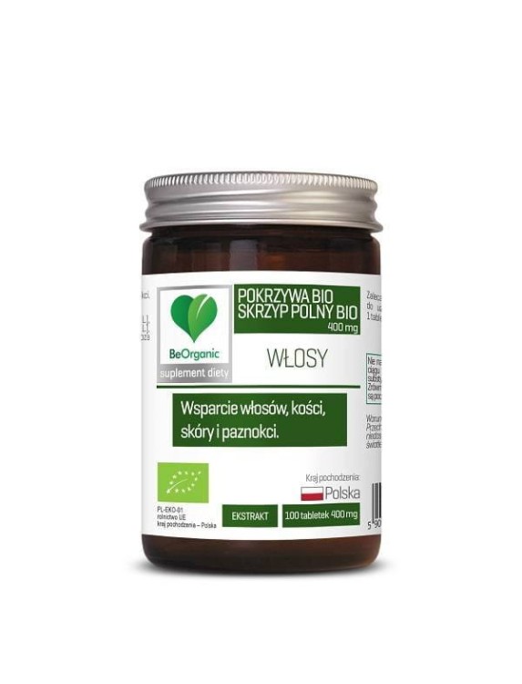 Skrzyp + pokrzywa ekstrakt Bio 100 tabletek (400 mg) - Be organic #1