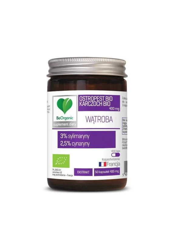 Ostropest + karczoch ekstrakt BIO 50 kapsułek (400mg) - Be Organic   #1