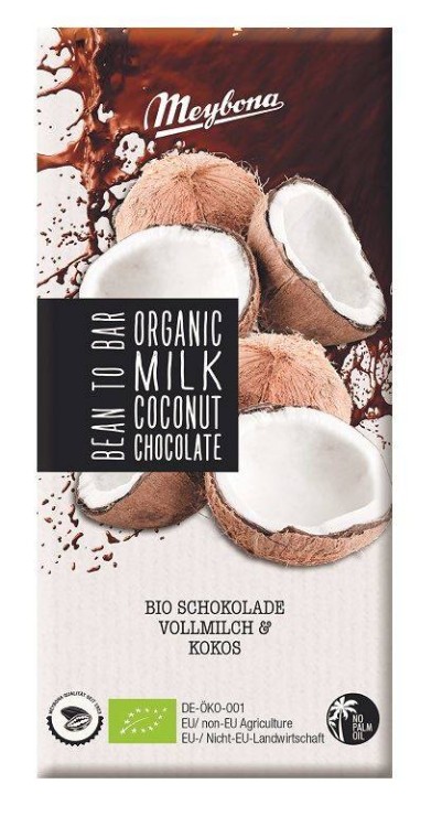 Czekolada mleczna z płatkami kokosowymi Bio 100 g - MEYBONA #1