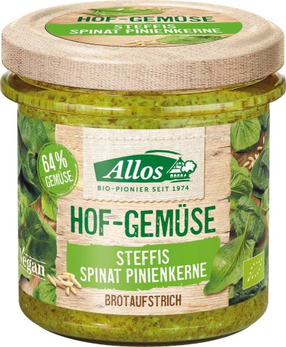 Pasta warzywna ze szpinakiem o orzeszkami piniowymi  bezglutenowa Bio 135g - Allos #1