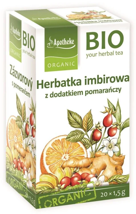 Herbata imbirowa z dodatkiem pomarańczy BIO (20x1,5g)30g - Apotheke #1