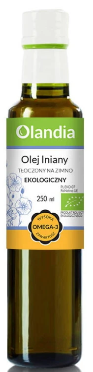 Olej lniany tłoczony na zimno Bio 250 ml - OLANDIA #1
