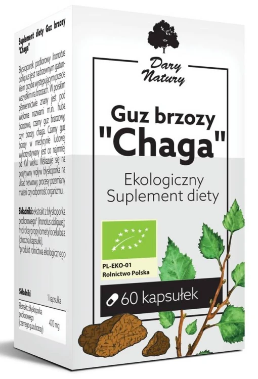 Suplement diety guz brzozy Chaga 35,4g - Dary Natury  #1