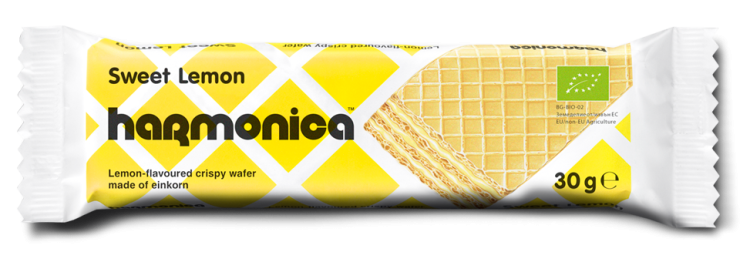 Wafelek z kremem mleczno - cytrynowym BIO 30 g - HARMONICA #1