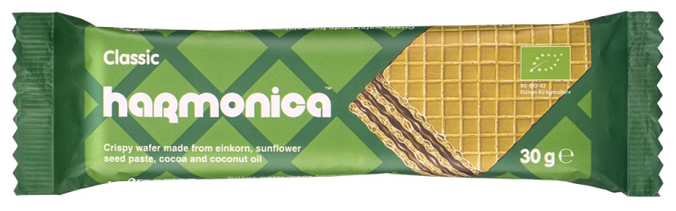  Wafelek z kremem mleczno - kakaowym BIO 30 g - HARMONICA #1