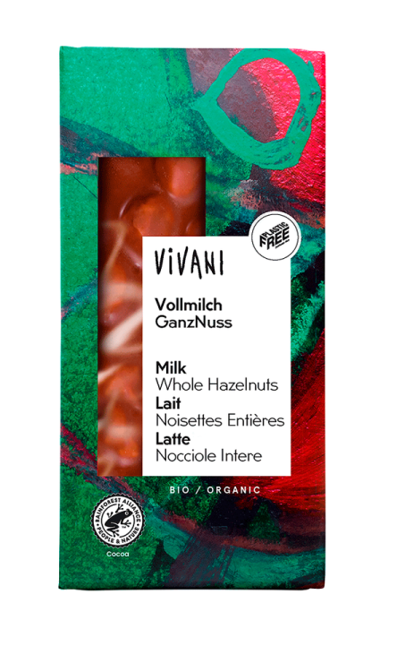  Czekolada mleczna z całymi orzechami laskowymi BIO 100 g - VIVANI #1