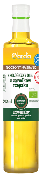 Olej z zarodków rzepaku uniwersalny tłoczony na zimno Bio 500 ml - Olandia #1