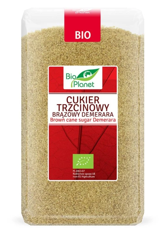 CUKIER TRZCINOWY BRĄZOWY DEMERARA BIO 1 kg - BIO PLANET #1