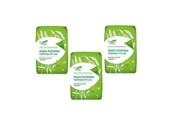 Zestaw 3x Mąka pszenna tortowa typ 480 1000g - Bio Planet    #1