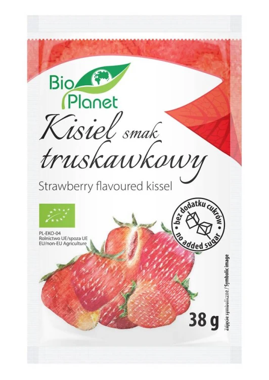 Kisiel o smaku truskawkowym z truskawkami BIO 38g - Bio Planet #1