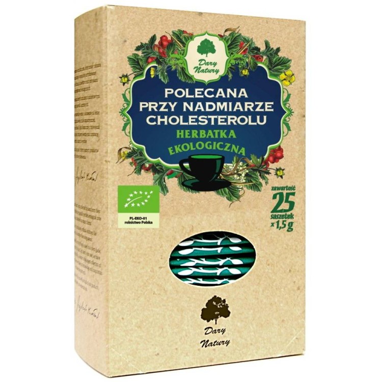 Herbatka polecana przy nadmiarze cholesterolu BIO (25x1,5g) 37,5g - Dary Natury #1