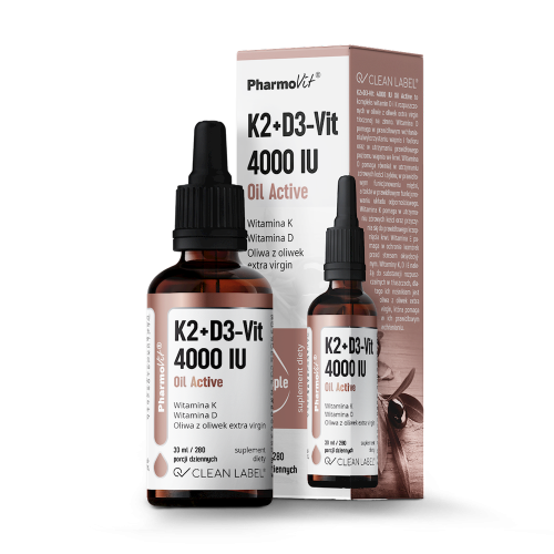 Witamina K2+D3 w kroplach (75mcg+100mcg) bezglutenowe 30ml - Pharmovit #1