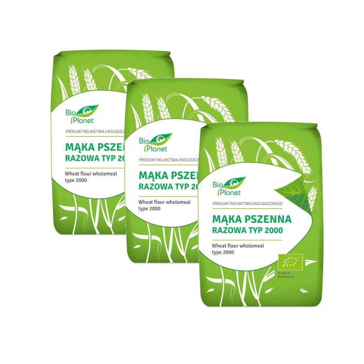 Zestaw 3x Mąka pszenna razowa  Typ 2000  BIO 1kg -  Bio Planet #1