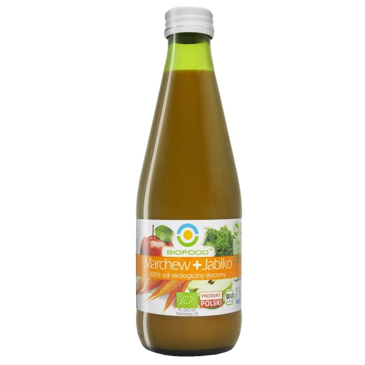 SOK JABŁKOWO - MARCHWIOWY NFC BEZGLUTENOWY BIO 300 ml - BIO FOOD #1