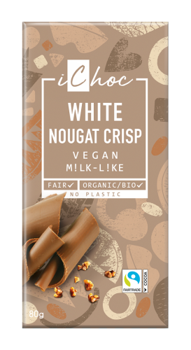ICHOC TABLICZKA BIAŁA NUGATOWA Z KROKANTEM Z ORZECHÓW LASKOWYCH BIO 80 g - ICHOC (VIVANI) #1