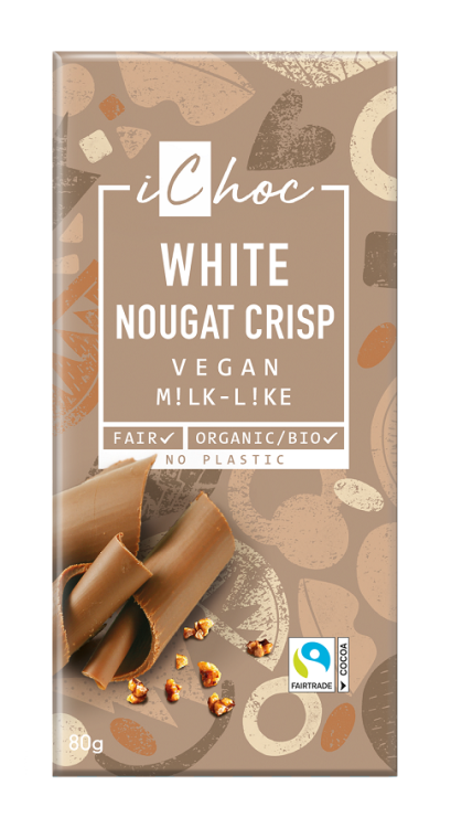 ICHOC TABLICZKA BIAŁA NUGATOWA Z KROKANTEM Z ORZECHÓW LASKOWYCH BIO 80 g - ICHOC (VIVANI) #1