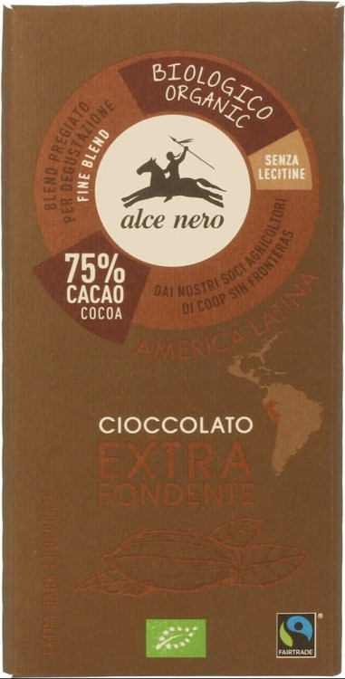 CZEKOLADA GORZKA 75 % FAIR TRADE BEZGLUTENOWA BIO 100 g - ALCE NERO #1