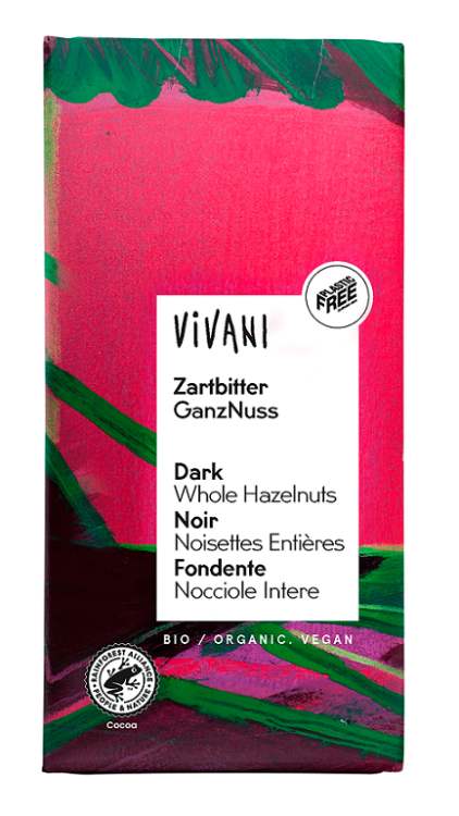 CZEKOLADA GORZKA Z CAŁYMI ORZECHAMI LASKOWYMI BIO 100 g - VIVANI #1
