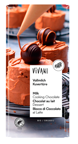 CZEKOLADA KUWERTURA MLECZNA DO GOTOWANIA BIO 200 g - VIVANI #1