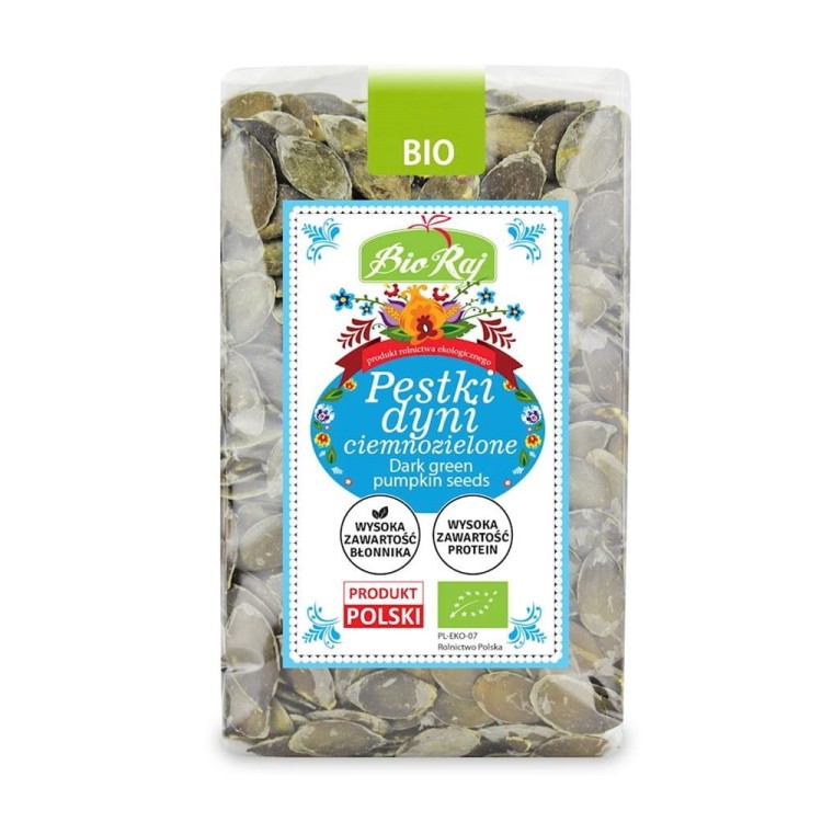 PESTKI DYNI CIEMNOZIELONE (UPRAWIANE W EUROPIE) BIO 300 g - BIO RAJ #1