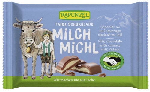 CZEKOLADA MLECZNA Z NADZIENIEM MLECZNYM DLA DZIECI BIO 100 g - RAPUNZEL #1
