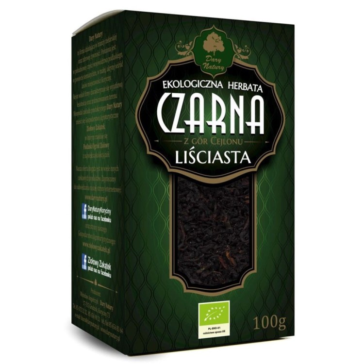 HERBATA CZARNA LIŚCIASTA BIO 100 g - DARY NATURY #1