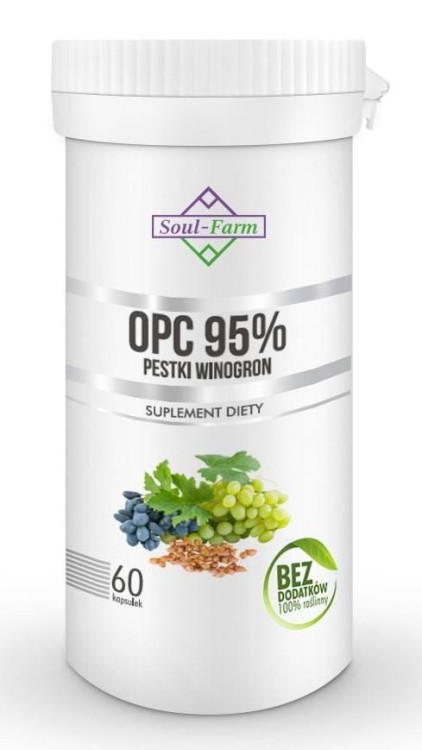 PESTKI WINOGRON EKSTRAKT 95 % OPC 60 KAPSUŁEK (450 mg) - SOUL FARM #1