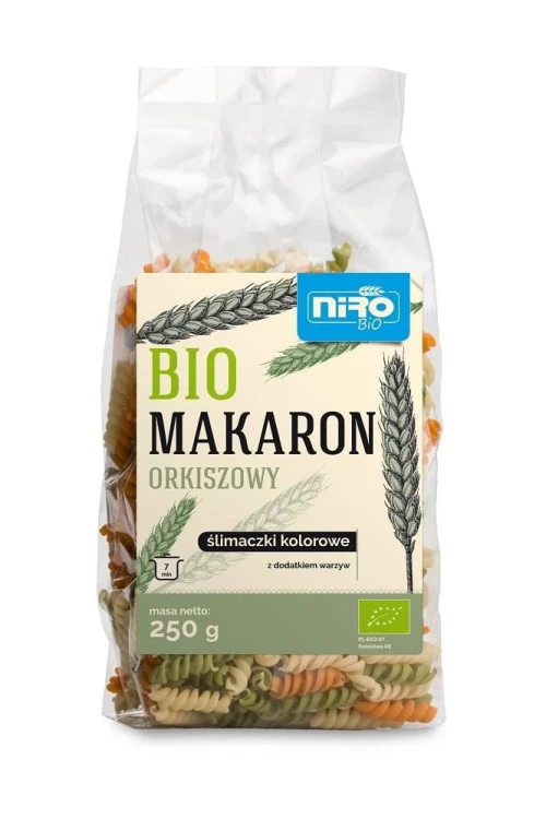 MAKARON (ORKISZOWY TRÓJKOLOROWY) ŚLIMACZKI BIO 250 g - NIRO #1