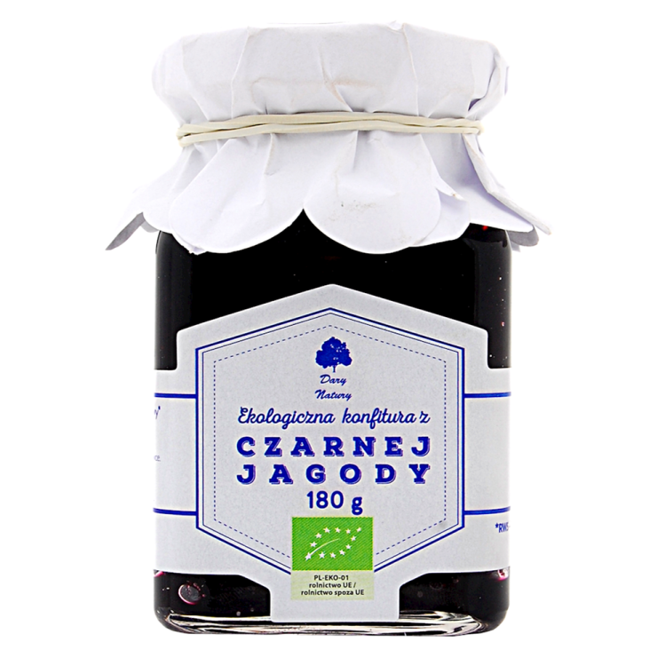 KONFITURA Z CZARNEJ JAGODY BIO 180 g - DARY NATURY #1