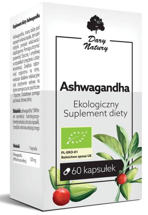 ASHWAGANDHA BIO 60 KAPSUŁEK (520 mg) - DARY NATURY #1