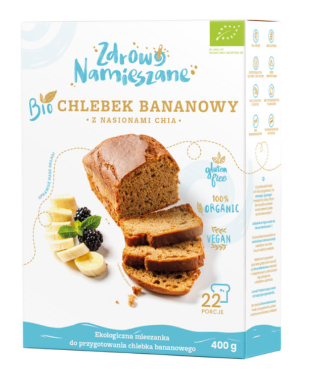 MIESZANKA NA CHLEBEK BANANOWY Z NASIONAMI CHIA BEZGLUTENOWA BIO 400 g - ZDROWO NAMIESZANE #1