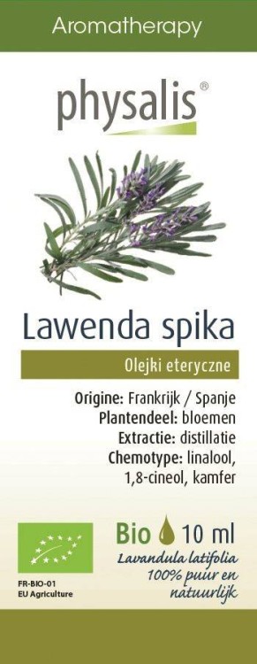 OLEJEK ETERYCZNY LAWENDA SZEROKOLISTNA (SPIJKLAVENDEL) BIO 10 ml - PHYSALIS #1