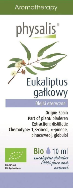 OLEJEK ETERYCZNY EUKALIPTUS GAŁKOWY (EUCALYPTUS GLOBULUS) BIO 10 ml - PHYSALIS #1
