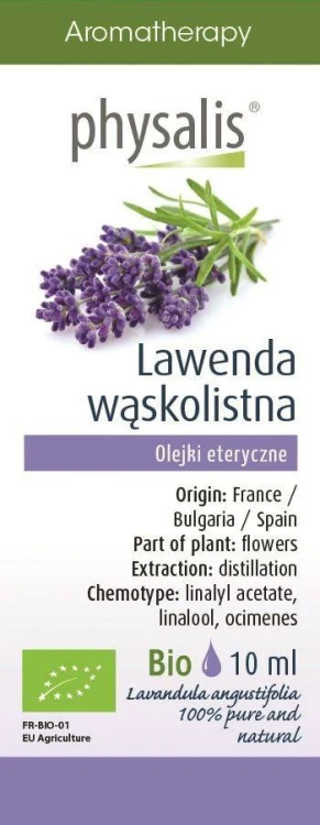 OLEJEK ETERYCZNY LAWENDA WĄSKOLISTNA (ECHTE LAVENDEL) BIO 10 ml - PHYSALIS #1