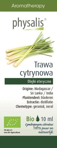 OLEJEK ETERYCZNY TRAWA CYTRYNOWA (LEMONGRASS) BIO 10 ml - PHYSALIS #1