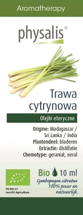 OLEJEK ETERYCZNY TRAWA CYTRYNOWA (LEMONGRASS) BIO 10 ml - PHYSALIS #1