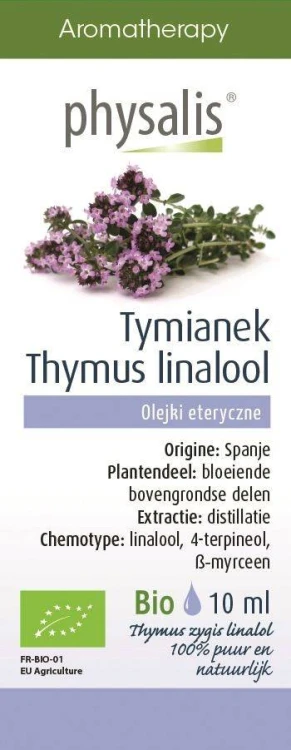 OLEJEK ETERYCZNY TYMIANEK THYMUS ZYGIS LINALOL (TIJM LINALOOL) BIO 10 ml - PHYSALIS #1