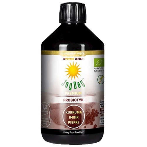 SUPLEMENT DIETY KONCENTRAT NAPOJU PROBIOTYCZNEGO KURKUMA IMBIR PIEPRZ BEZGLUTENOWY BIO 500 ml - JOY DAY #1
