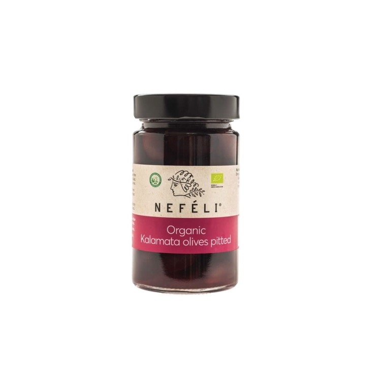 OLIWKI CZARNE KALAMATA BEZ PESTEK W ZALEWIE BIO 295 g (160 g) – NEFELI #1