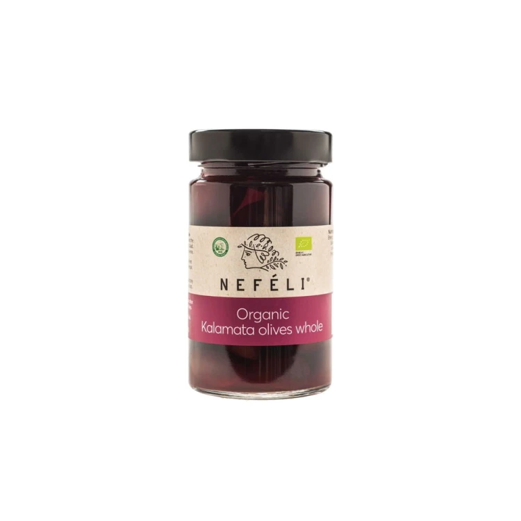 OLIWKI CZARNE KALAMATA Z PESTKĄ W ZALEWIE BIO 300 g (170 g) – NEFELI #1