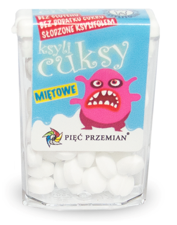 CUKIERKI Z KSYLITOLU KSYLICUKSY O SMAKU MIĘTOWYM BEZGLUTENOWE 13 g - PIĘĆ PRZEMIAN #1