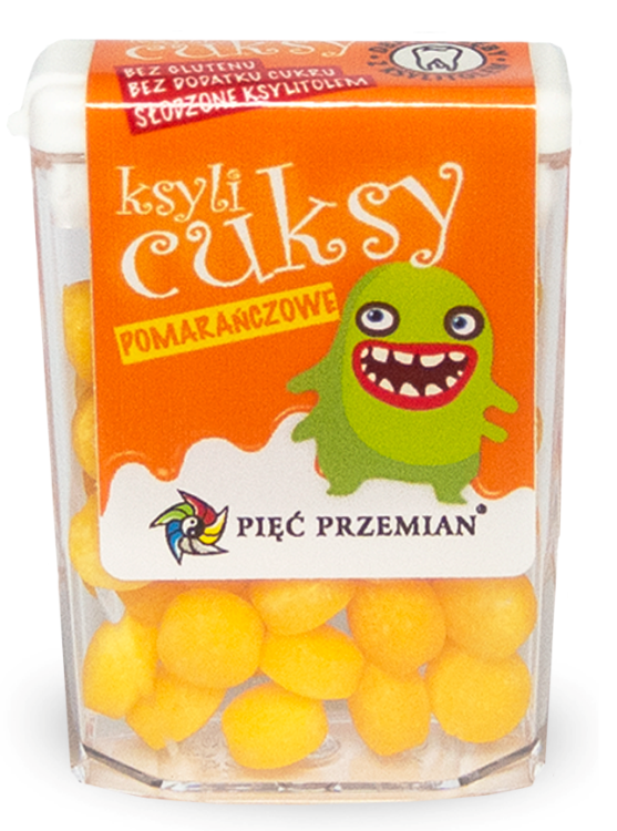 CUKIERKI Z KSYLITOLU KSYLICUKSY O SMAKU POMARAŃCZOWYM BEZGLUTENOWE 13 g - PIĘĆ PRZEMIAN #1