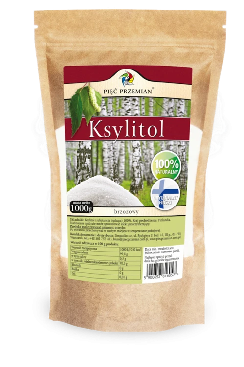 KSYLITOL 1 kg (TOREBKA PAPIEROWA) - PIĘĆ PRZEMIAN (FINLANDIA) #1