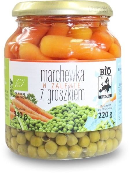 Marchewka w zalewie z groszkiem w słoiku BIO 340g - Bio Europa #1